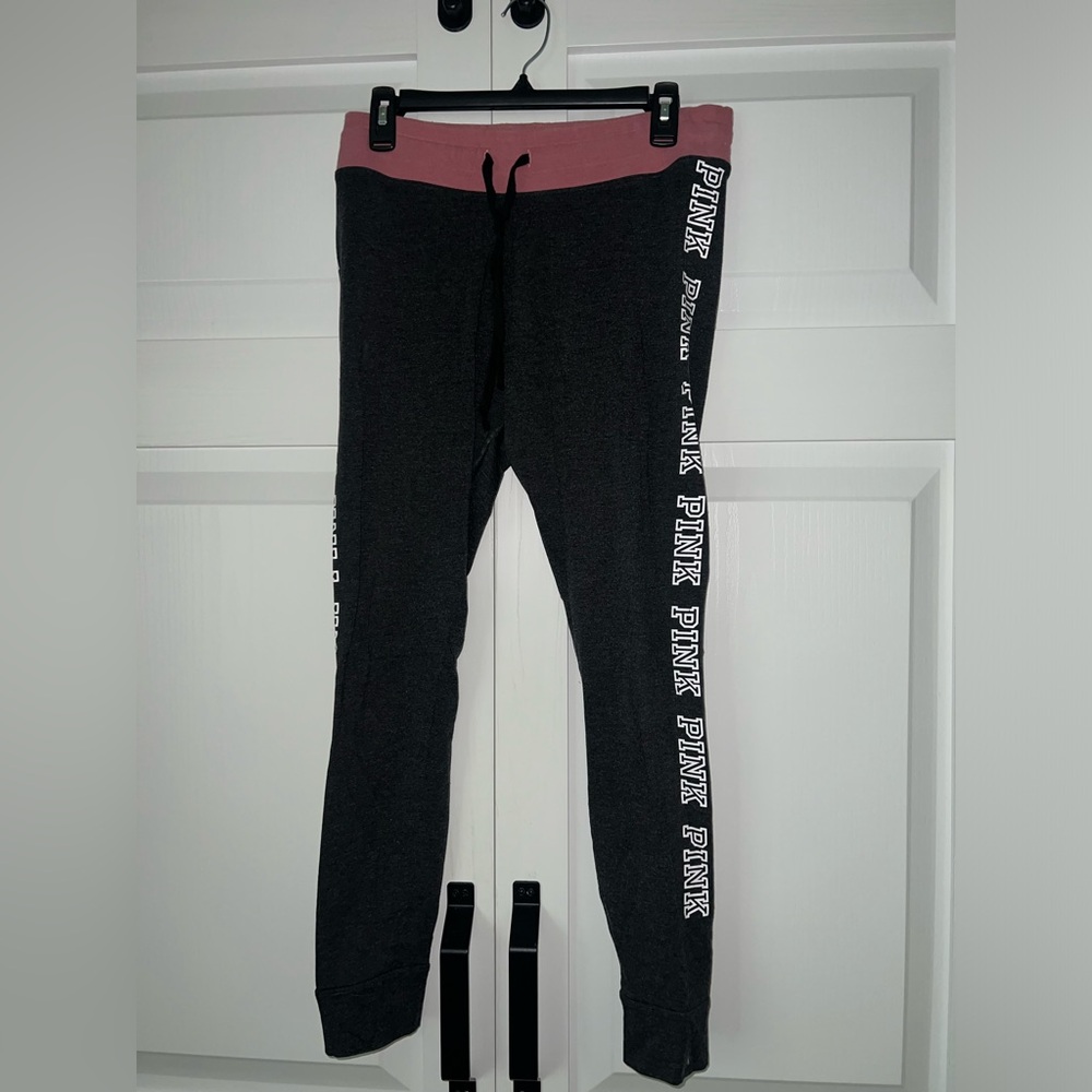 PINK Victoria's Secret Charcoal and Pink Logo Leggings